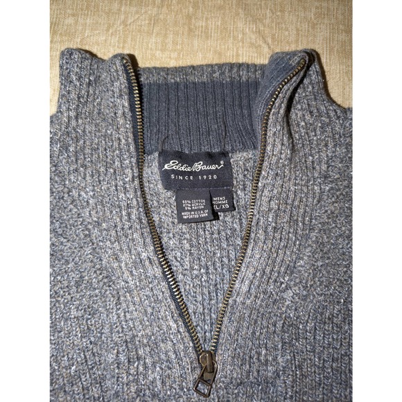 Eddie bauer Men’s Xl gray knitted sweater quarter zip - Picture 3 of 4